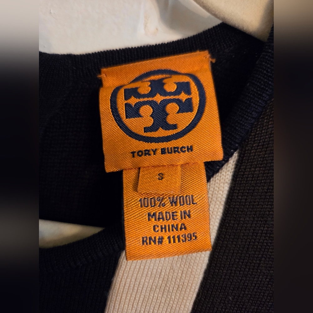 Tory Burch Elegant Navy, Brown and Cream Mini Dress - Picture 2 of 4
